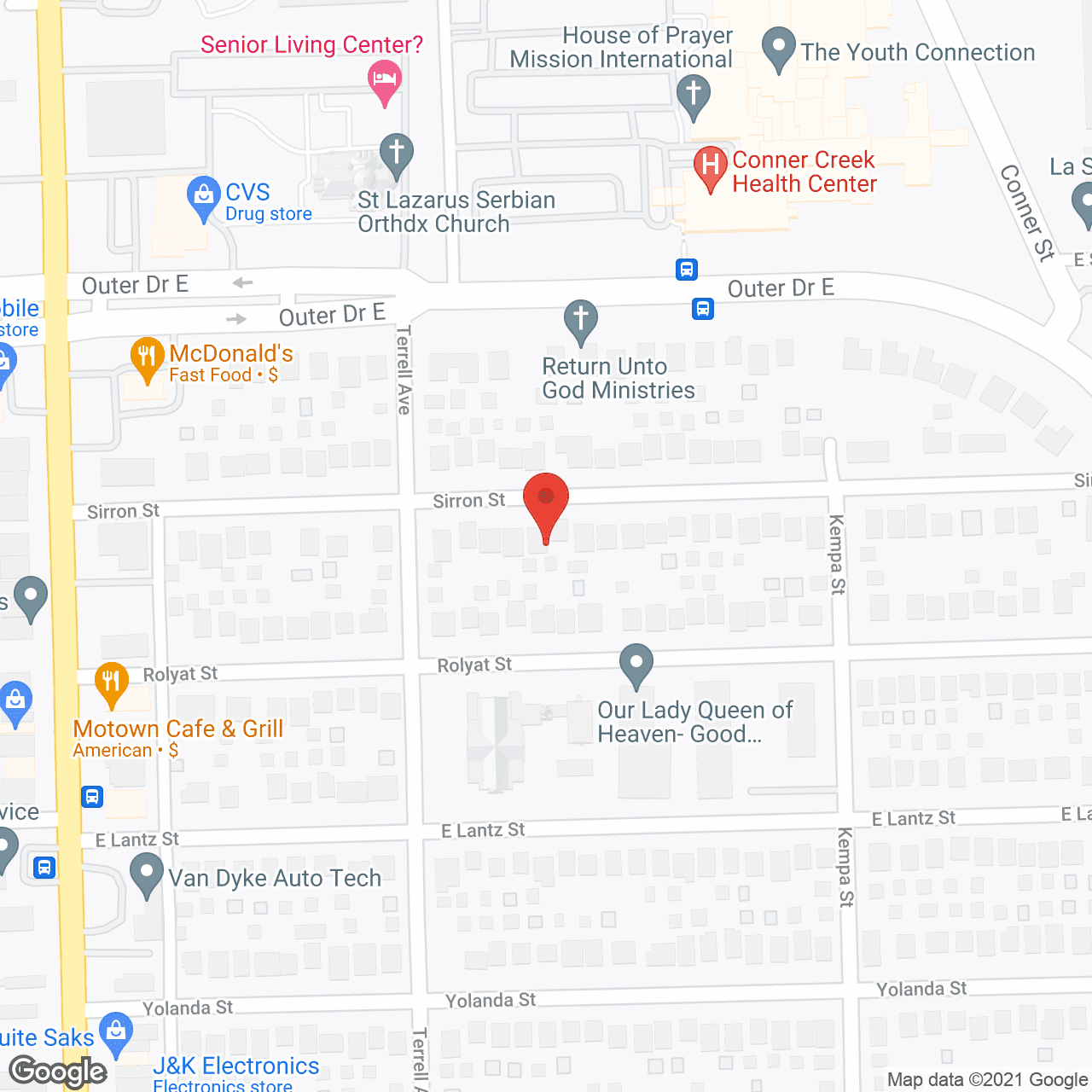 Map of the neighborhood around Kenyata's AFC