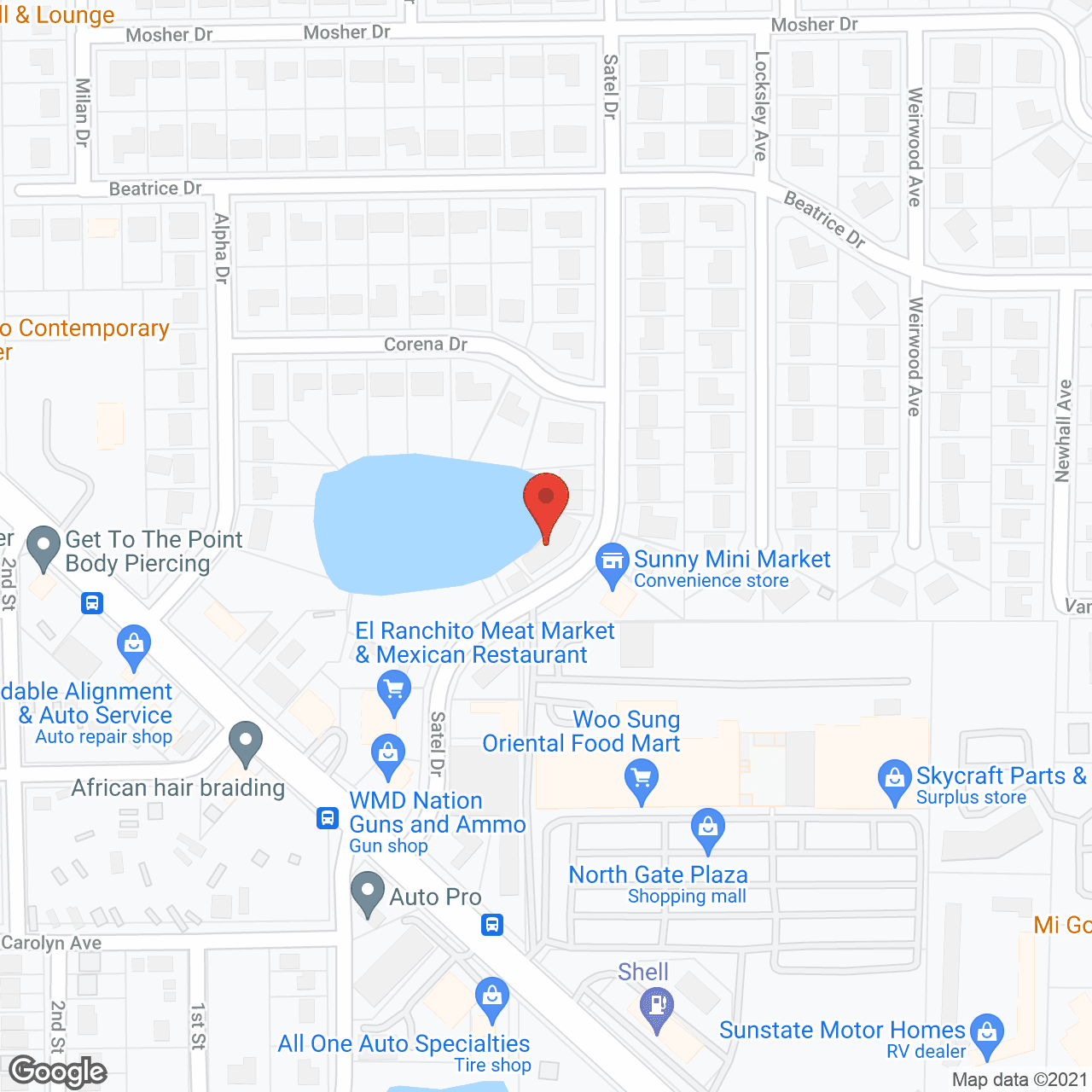Map of the neighborhood around Aasbury Manor Assisted Living