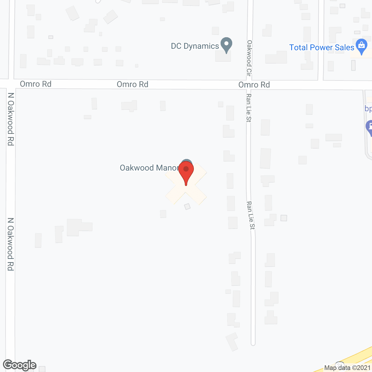 Map of the neighborhood around Oakwood Manor