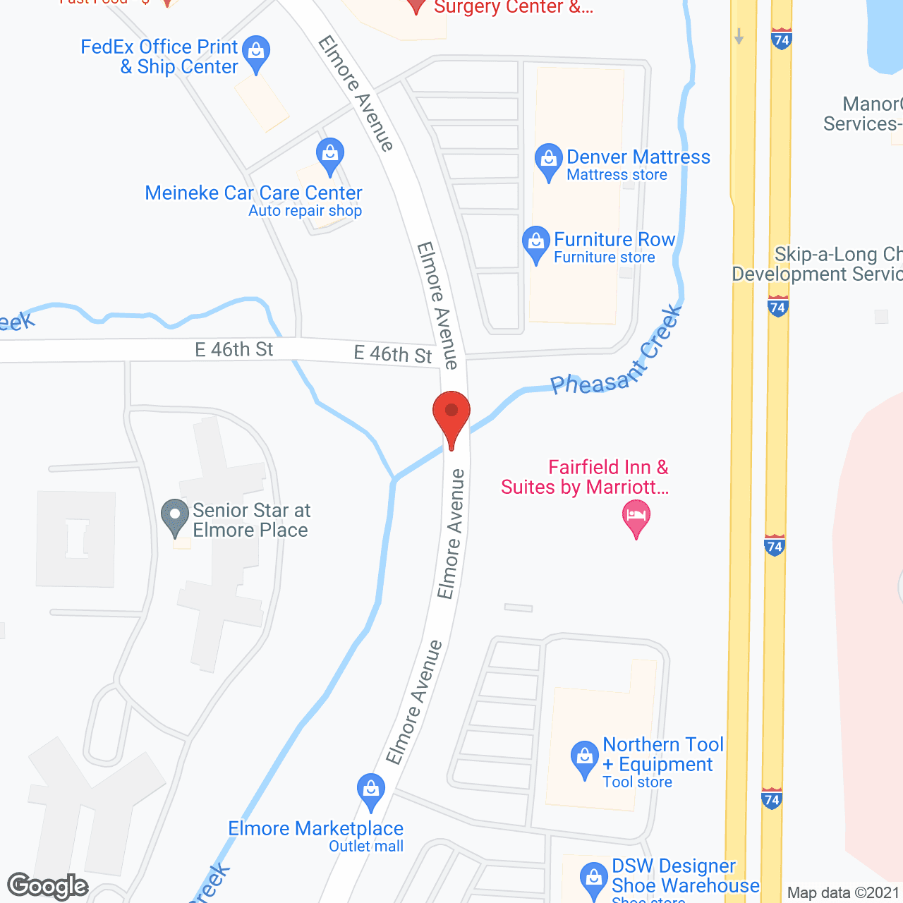 Map of the neighborhood around Senior Star at Elmore Place