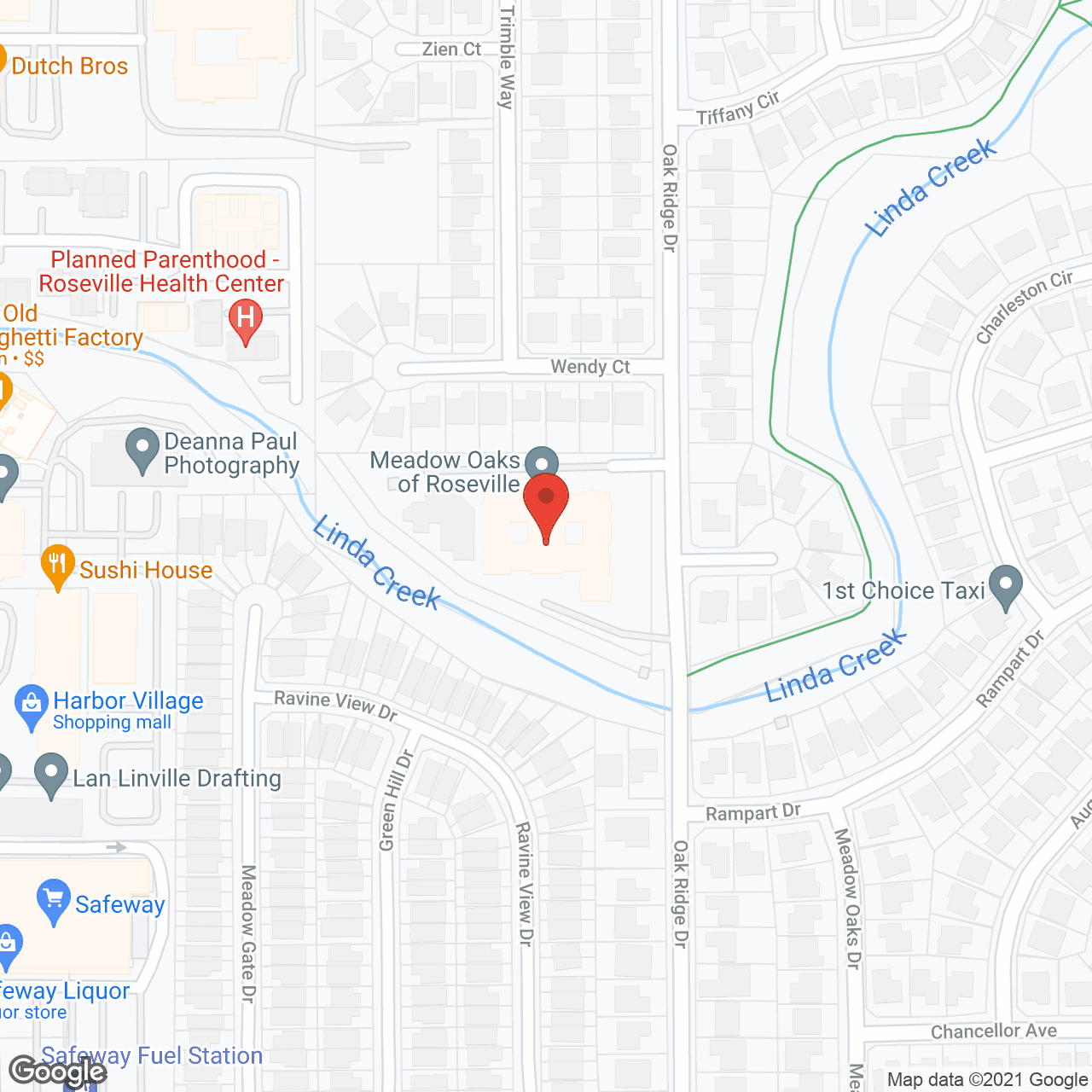Map of the neighborhood around Meadow Oaks of Roseville