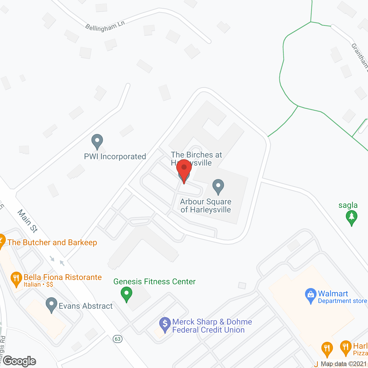 Map of the neighborhood around The Birches at Harleysville