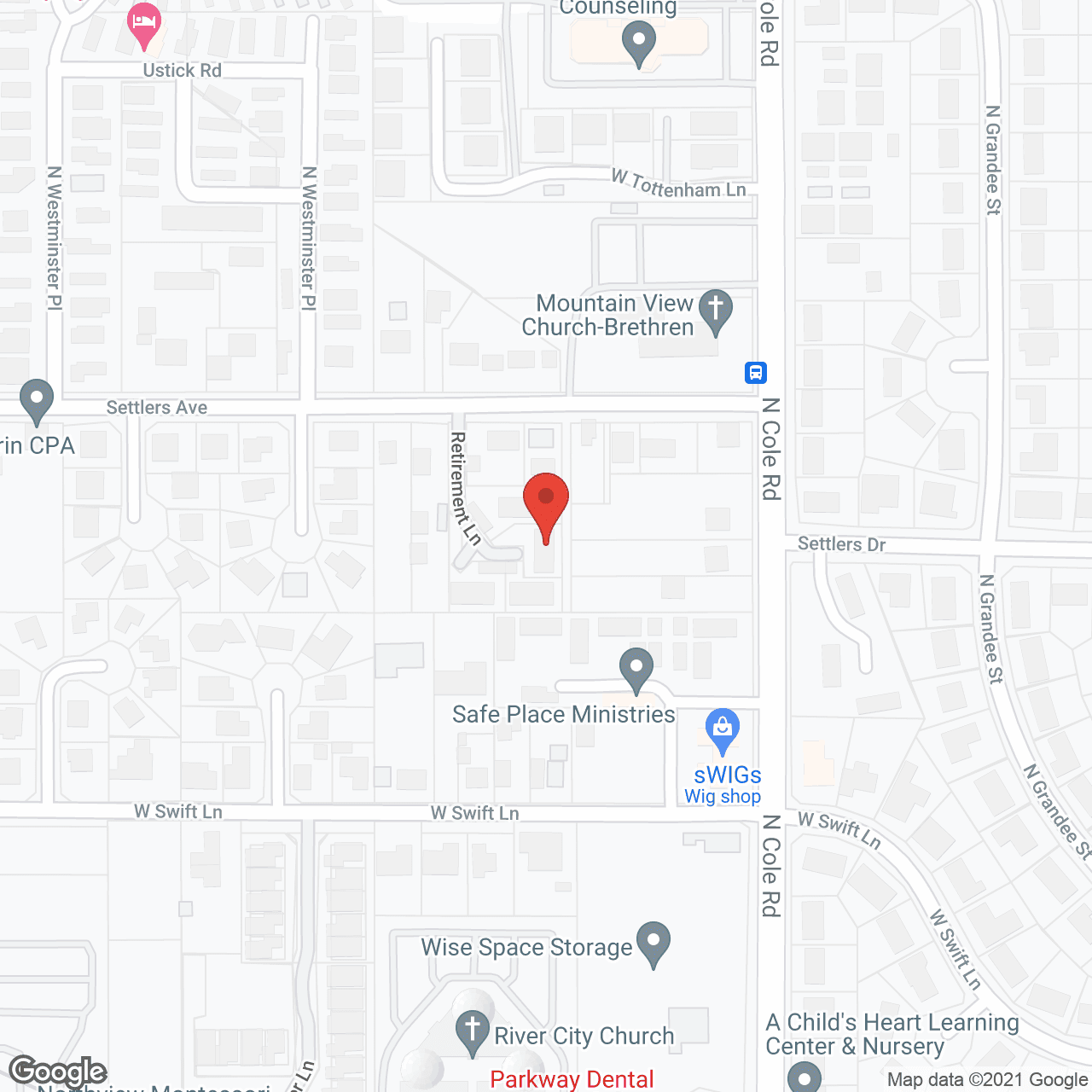 Map of the neighborhood around Settlers Creek Apartments