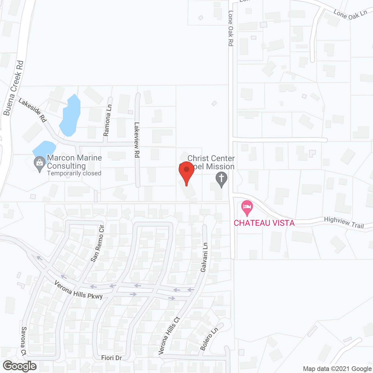 Map of the neighborhood around Lone Oak Villa
