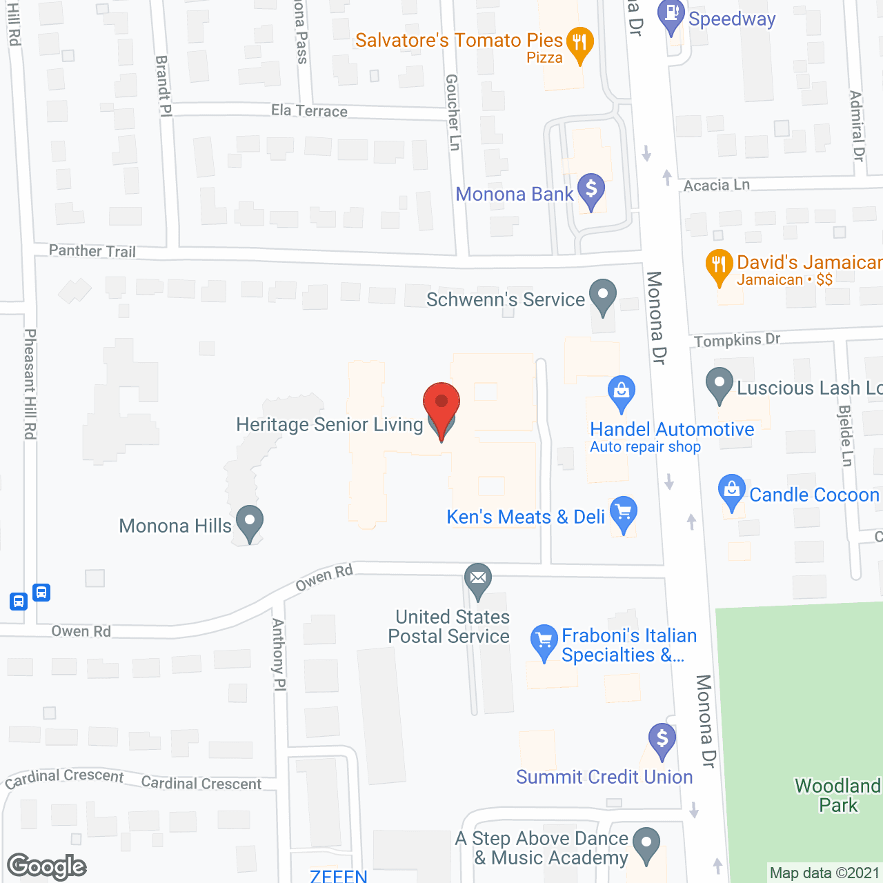 Map of the neighborhood around Heritage Monona