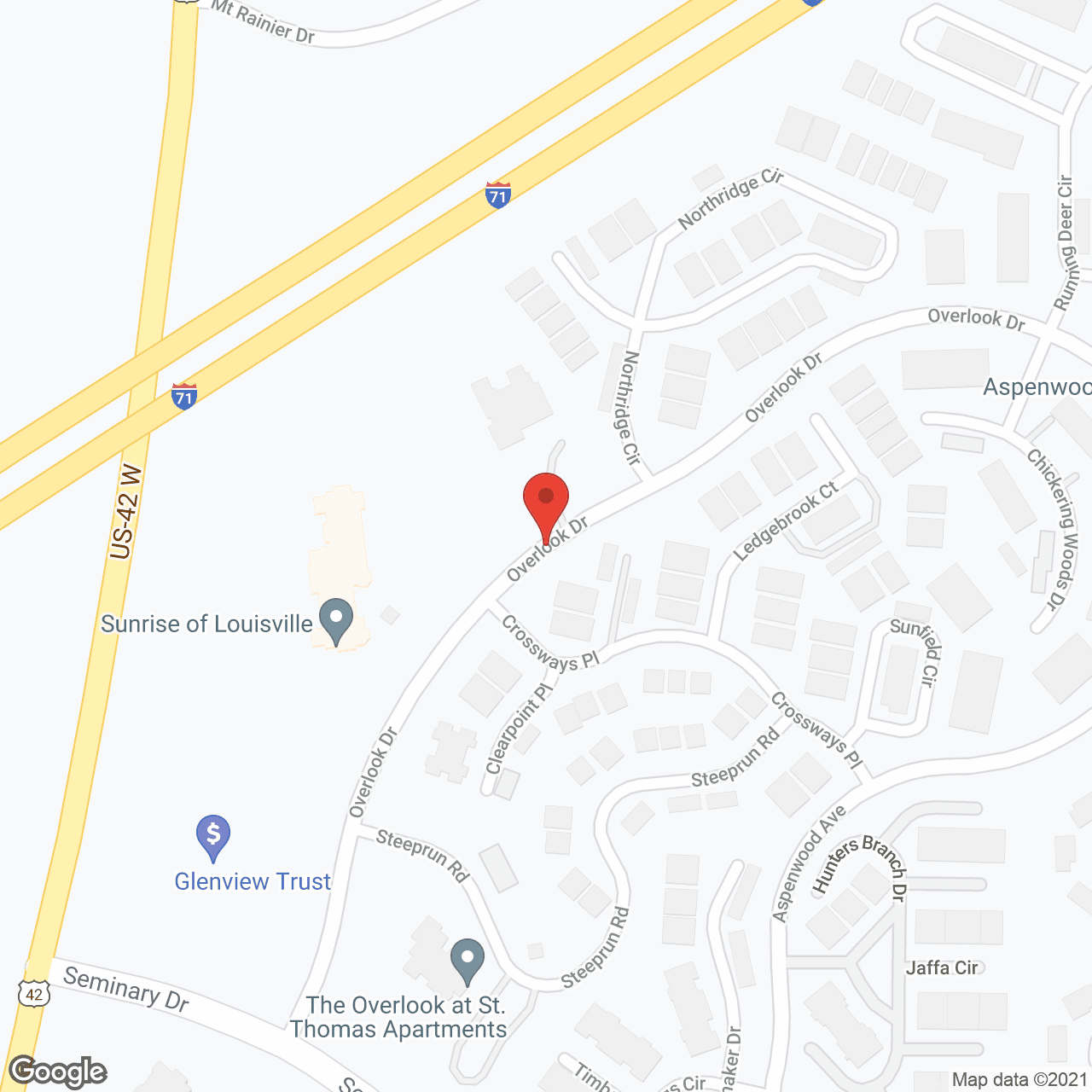 Map of the neighborhood around Sunrise of Louisville