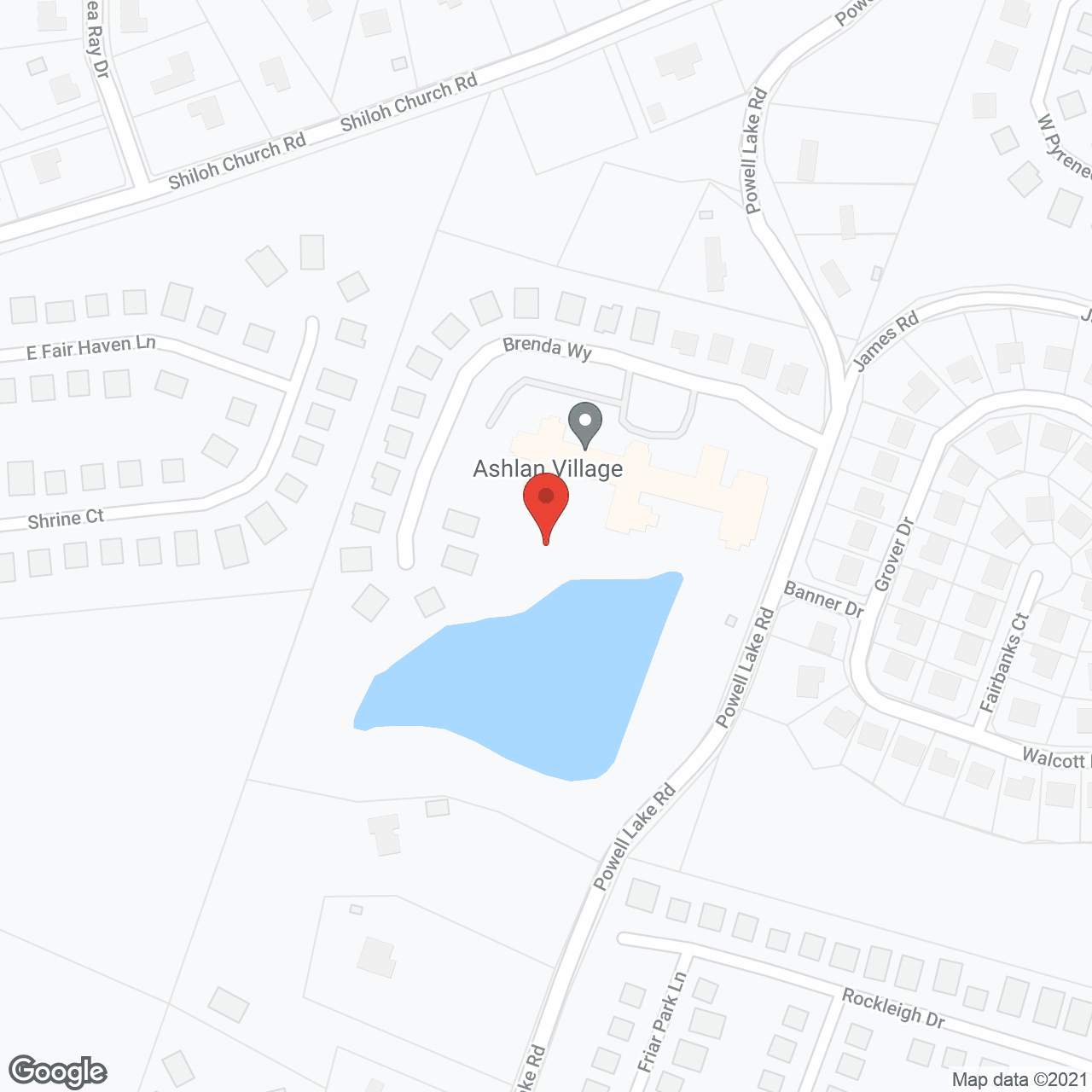 Map of the neighborhood around Ashlan Village