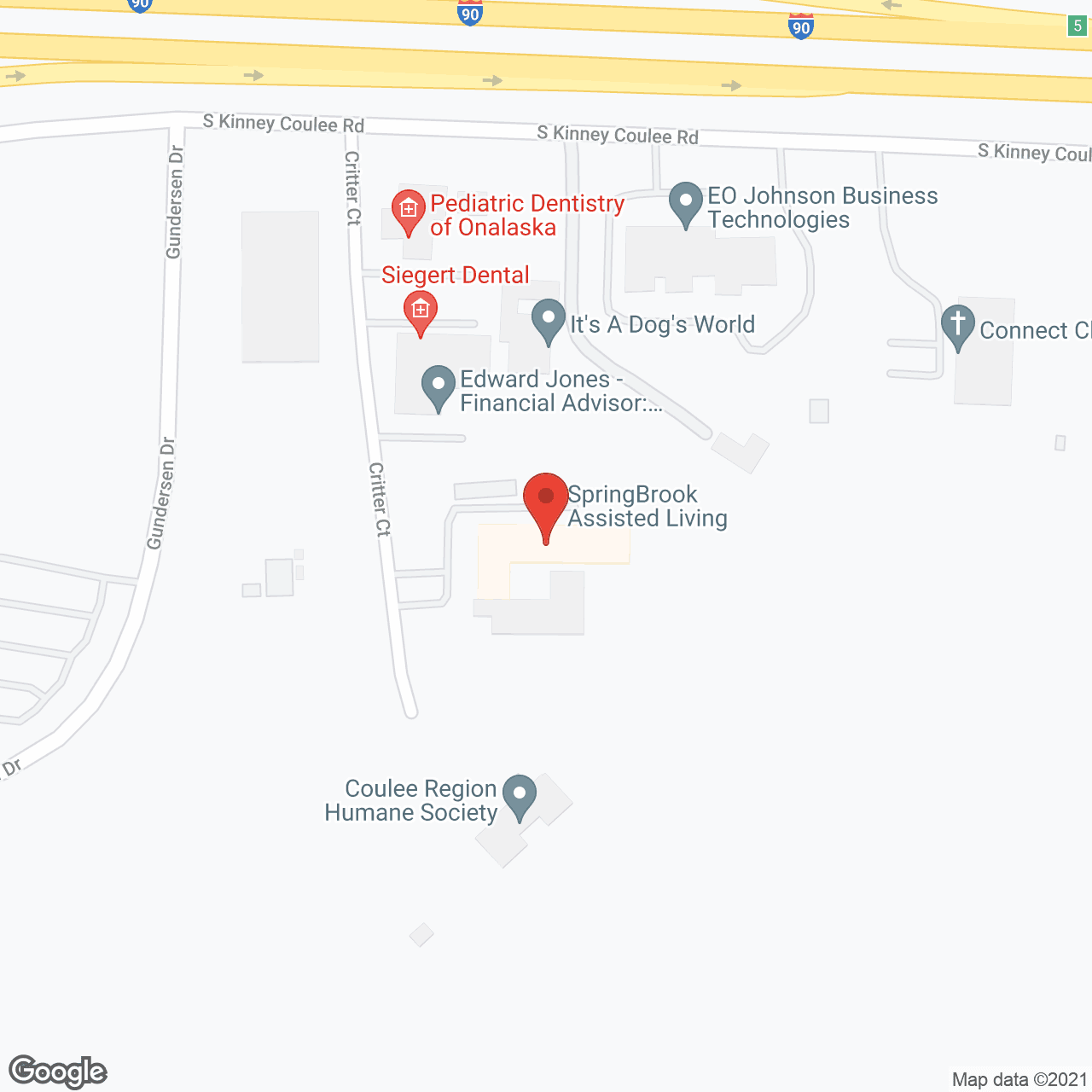 Map of the neighborhood around Springbrook Community Assisted Living