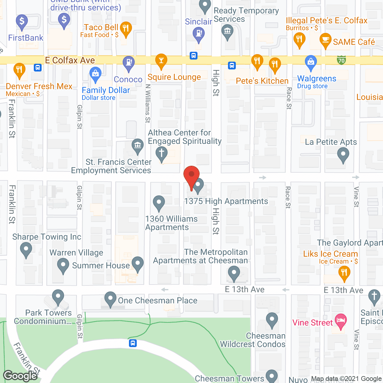 Map of the neighborhood around 1375 High Street
