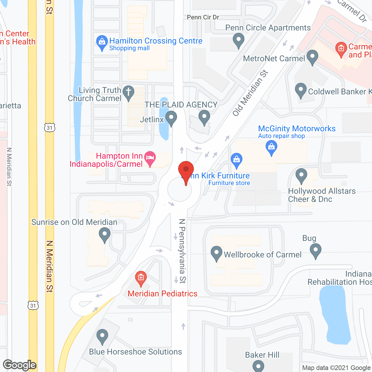 Map of the neighborhood around Sunrise on Old Meridian