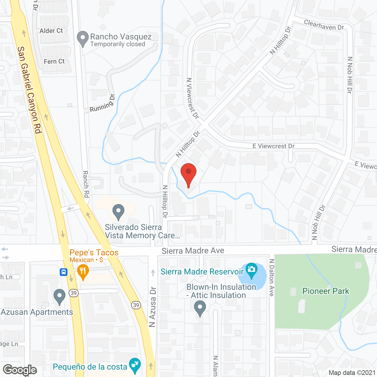 Map of the neighborhood around Hilltop Residential Home Care