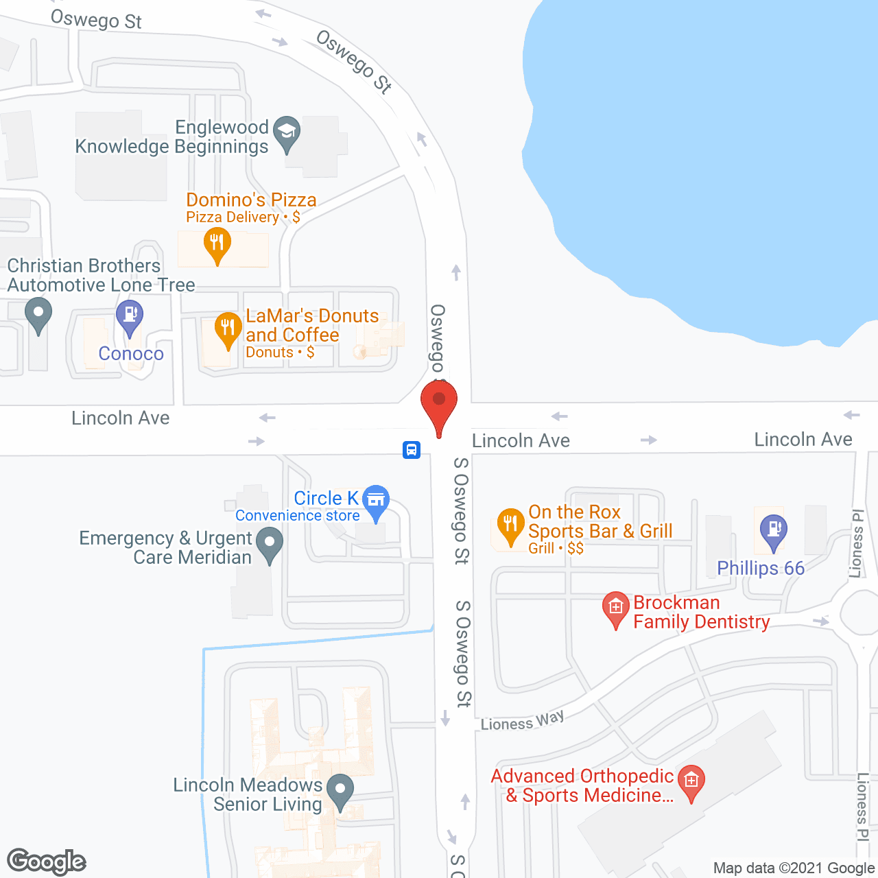 Map of the neighborhood around Lincoln Meadows Senior Living