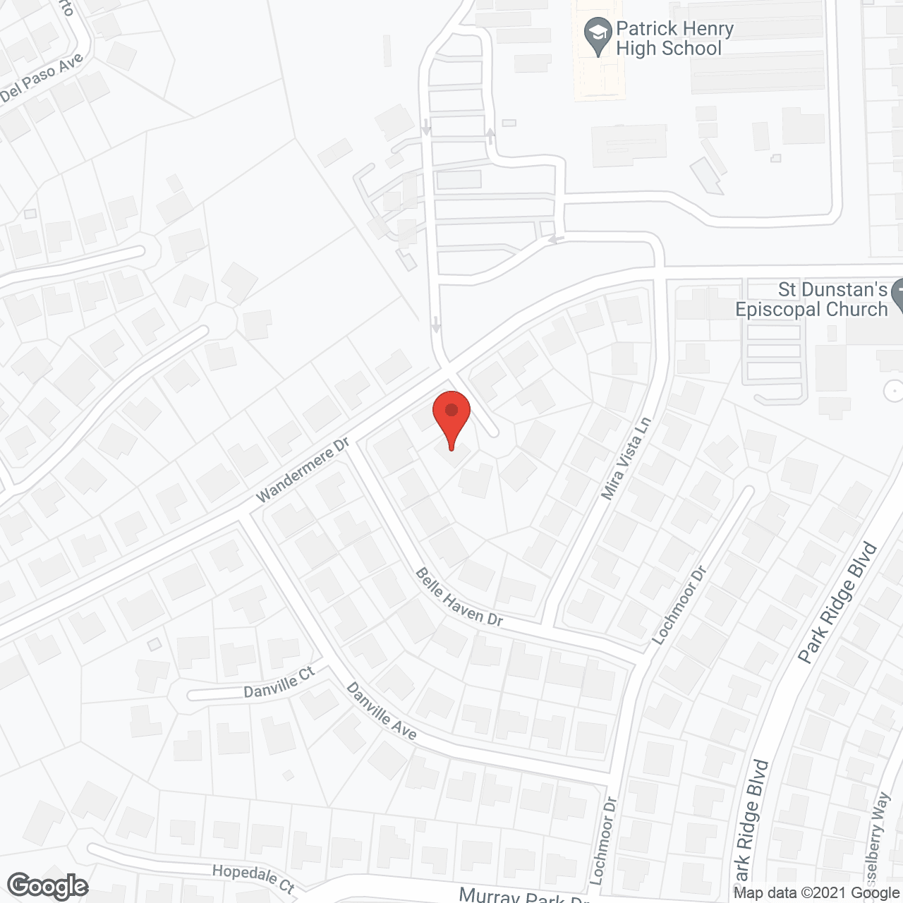 Map of the neighborhood around Del Cerro Manor