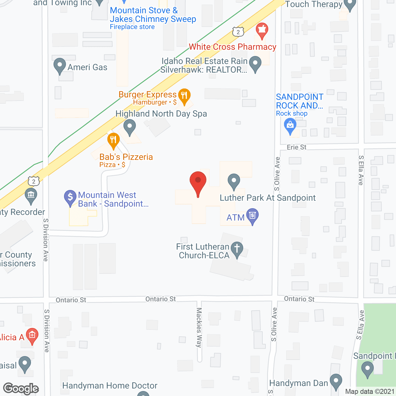 Map of the neighborhood around Luther Park at Sandpoint