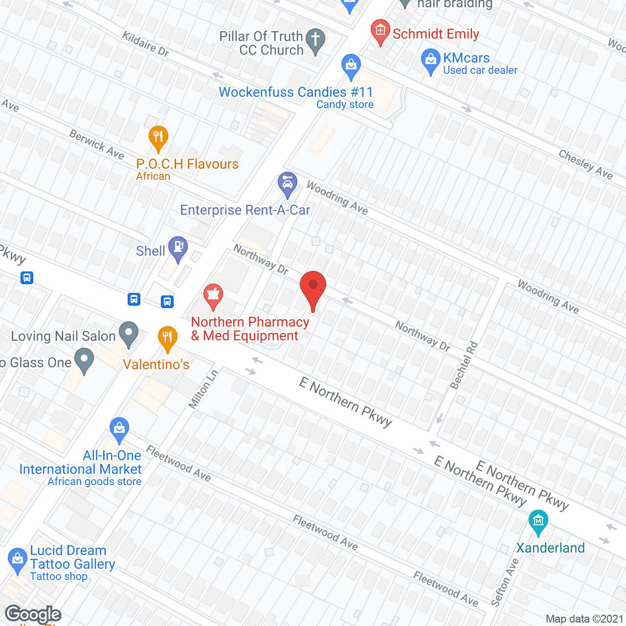 Map of the neighborhood around Hawkin's House