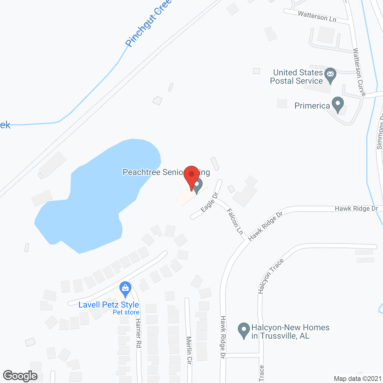 Map of the neighborhood around Peachtree Senior Living