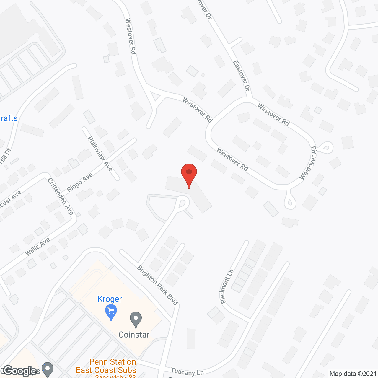 Map of the neighborhood around Emily Apartments
