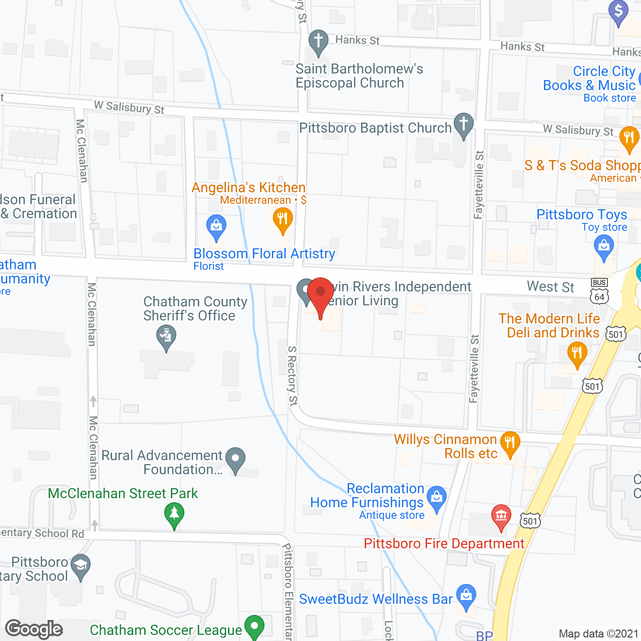Map of the neighborhood around Twin Rivers Senior Independent Living
