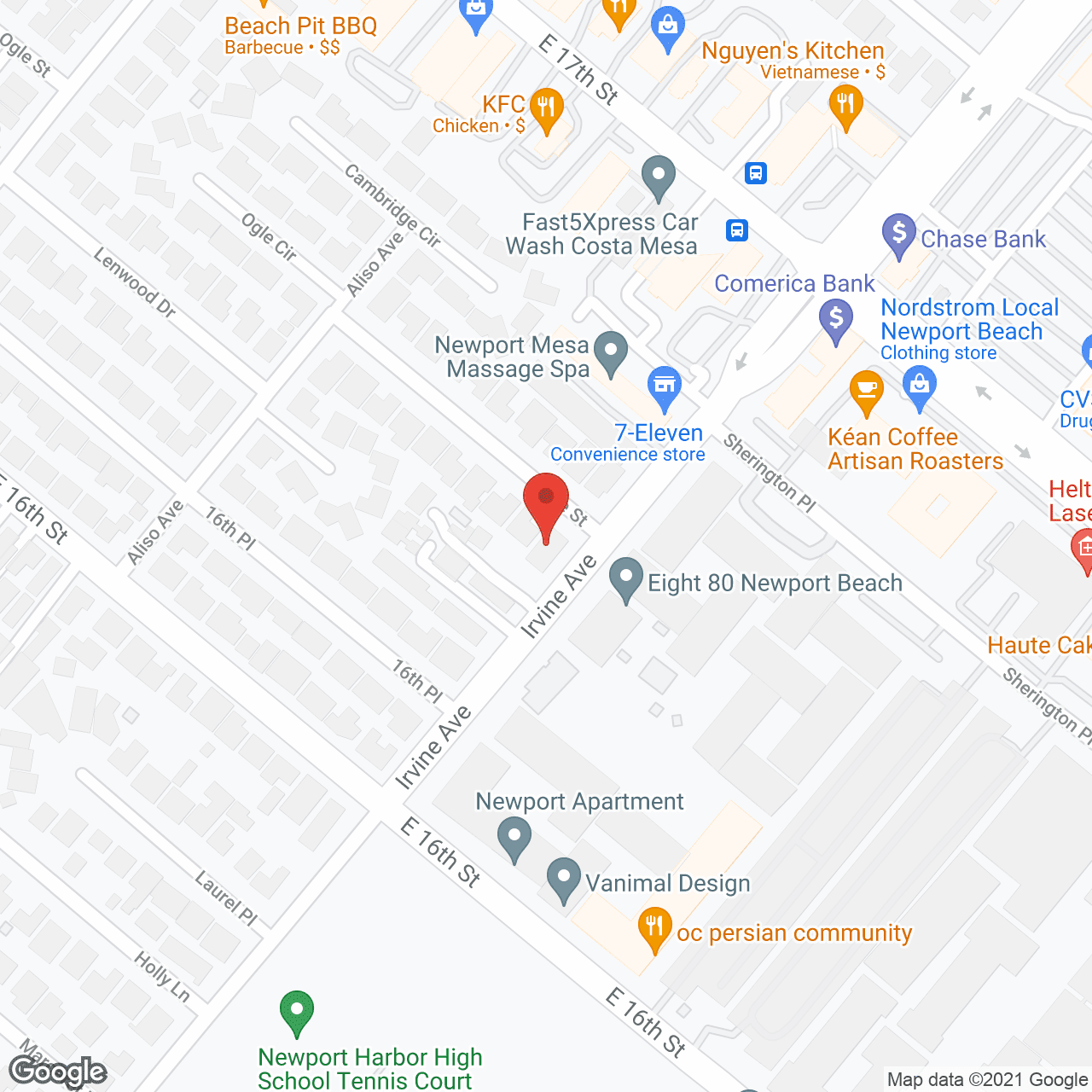 Map of the neighborhood around Newport Garden Villa