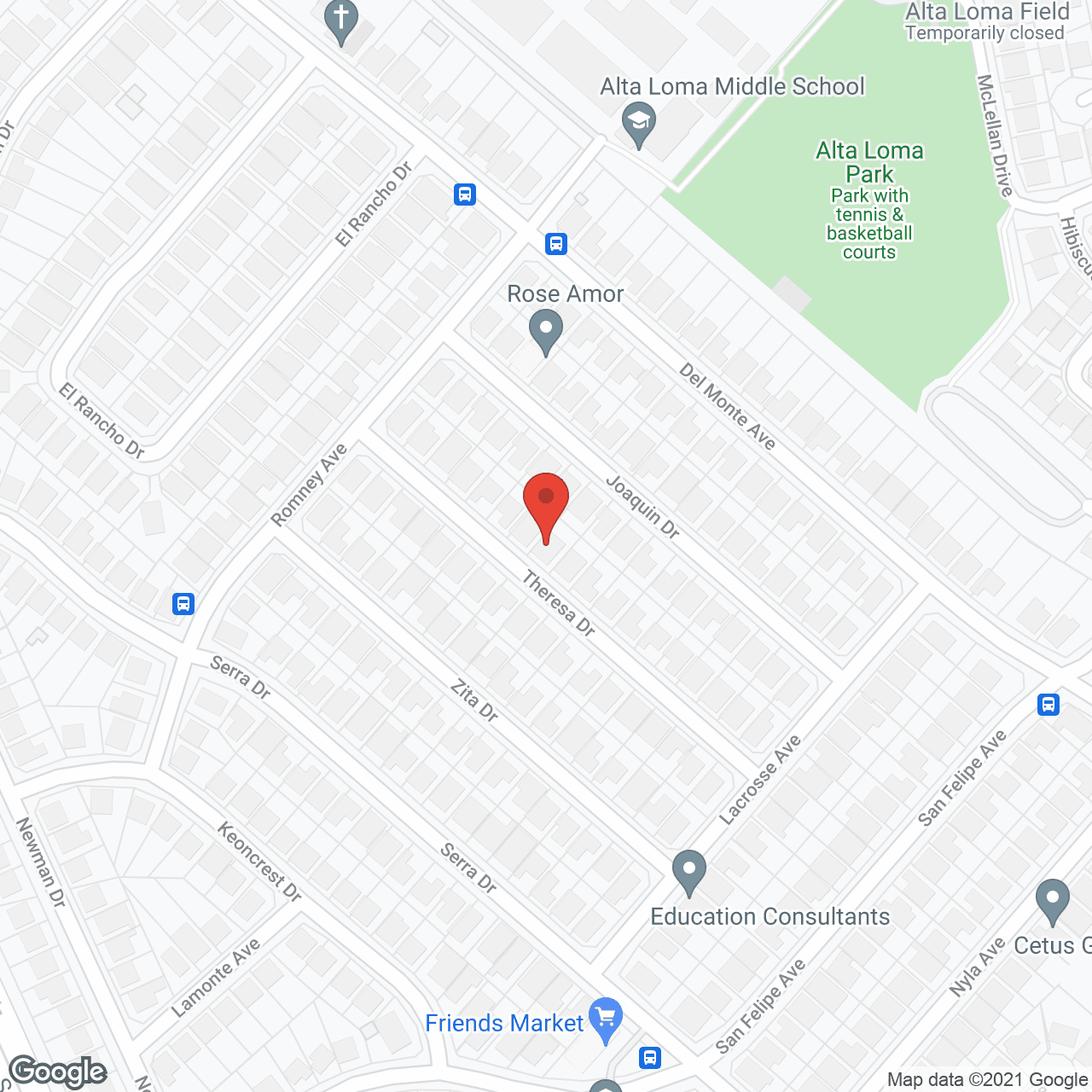 Map of the neighborhood around Bel Amor II