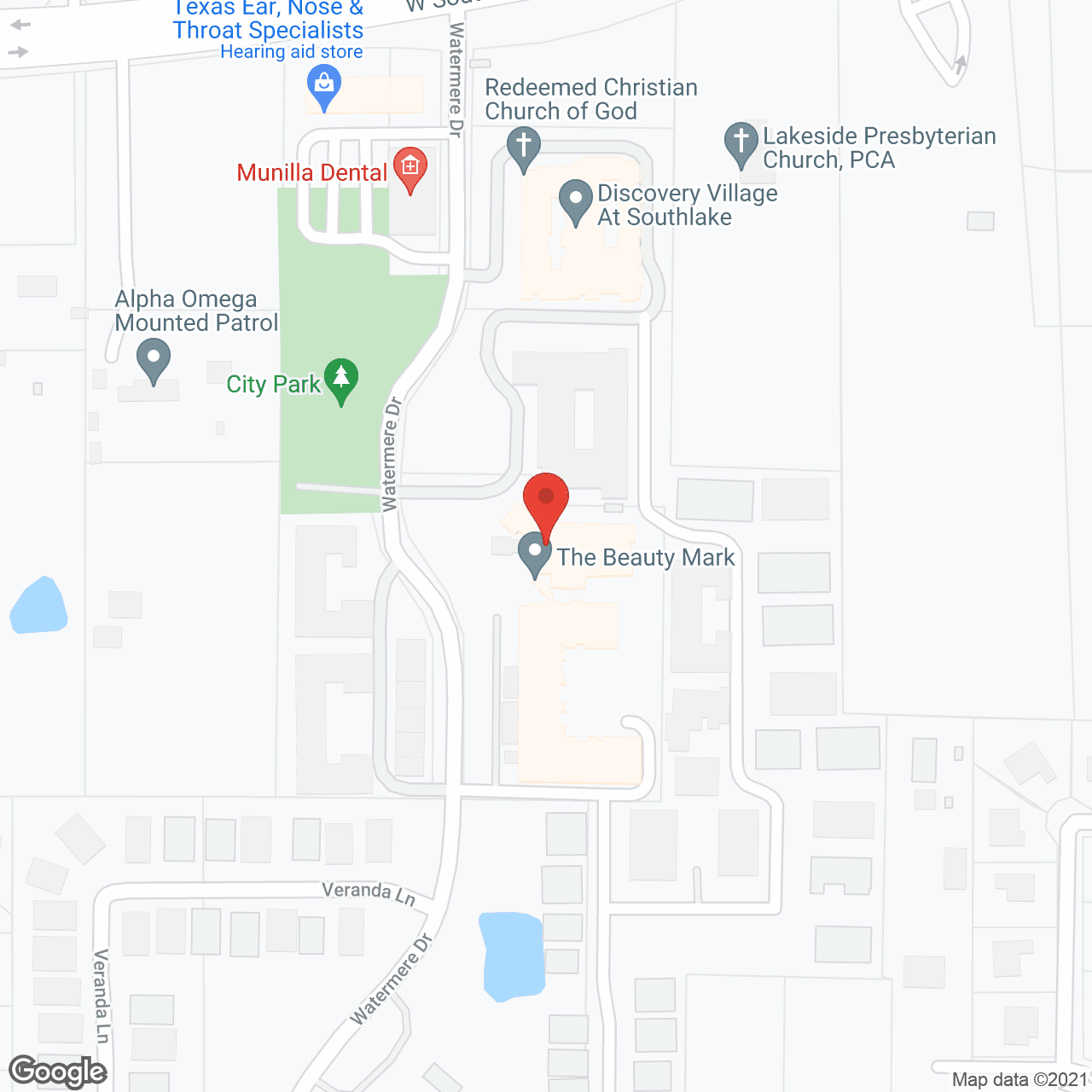 Map of the neighborhood around Discovery Village at Southlake AL/MC