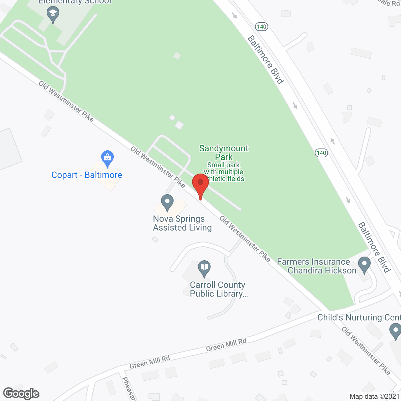 Map of the neighborhood around Nova Springs Assisted Living