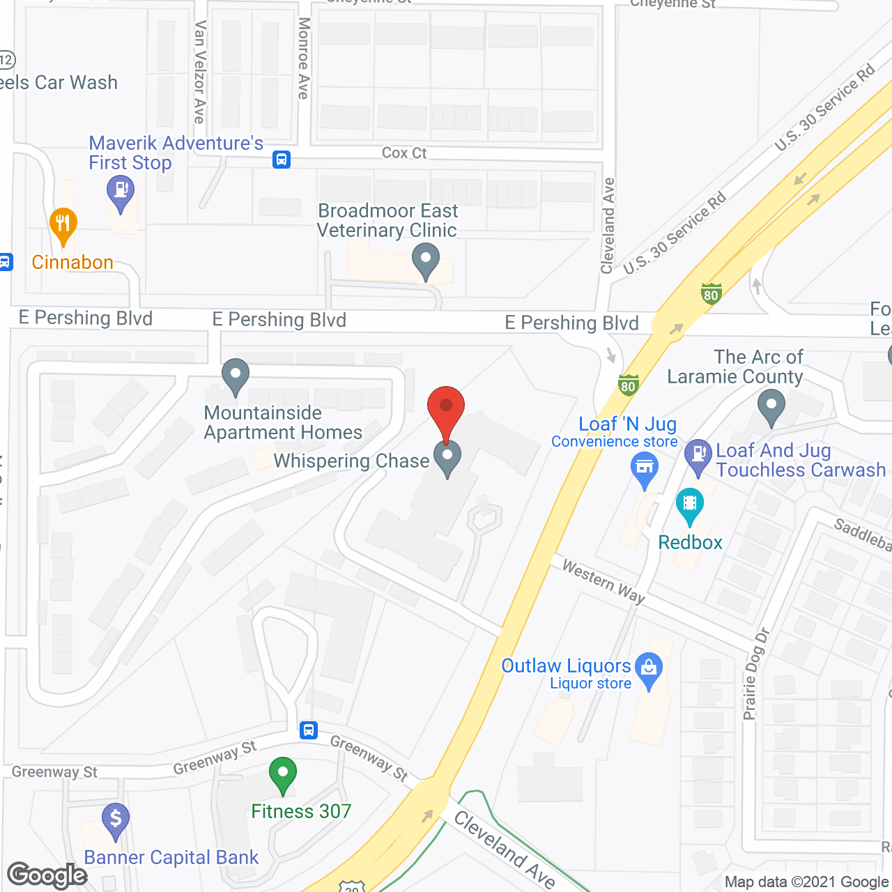 Map of the neighborhood around Whispering Chase