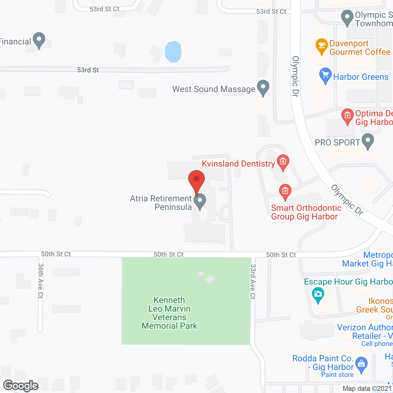 Map of the neighborhood around Holiday Peninsula