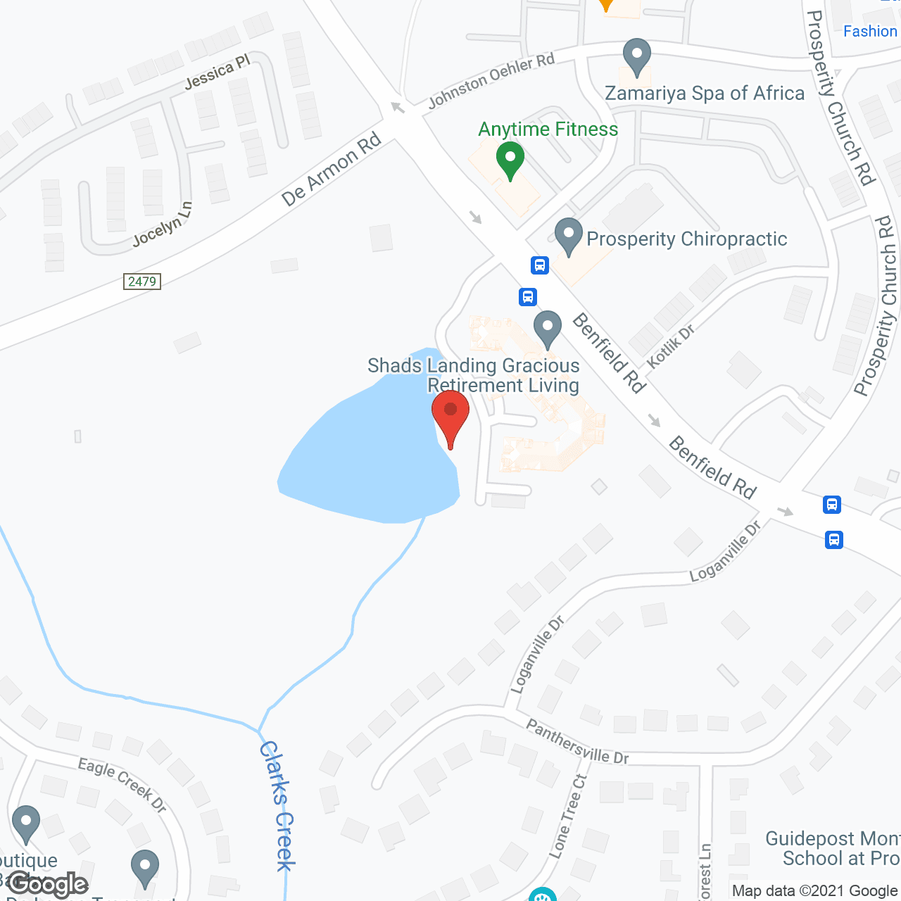 Map of the neighborhood around Shads Landing