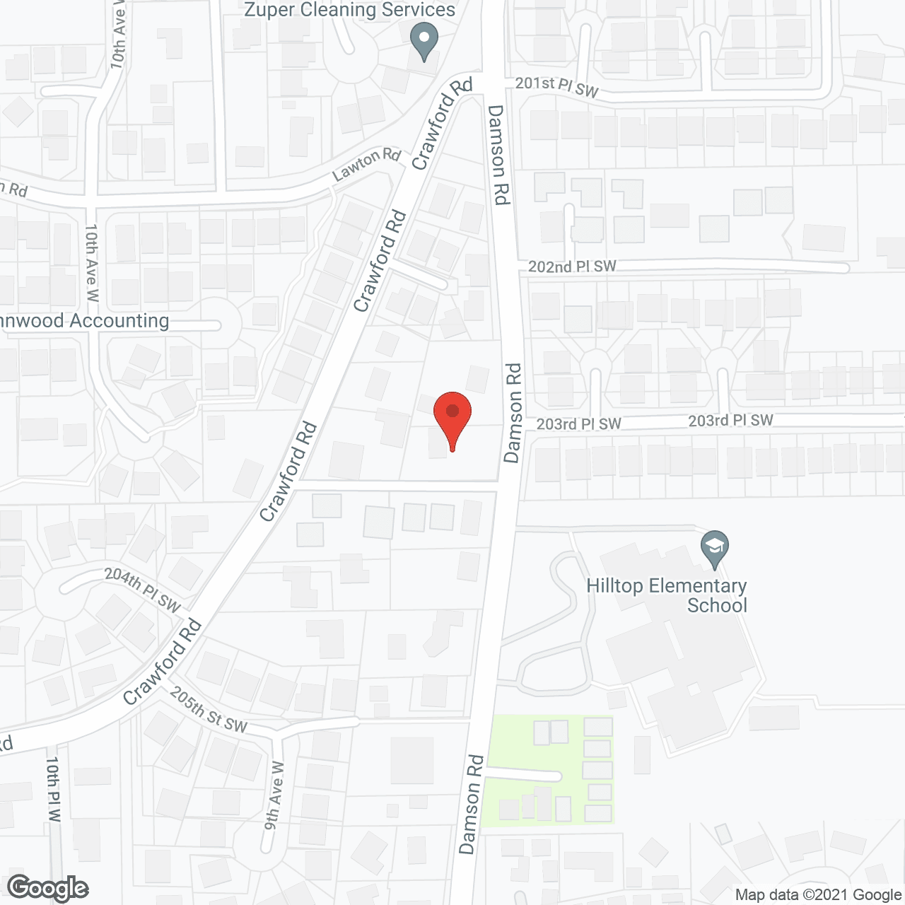 Map of the neighborhood around Hilltop AFH