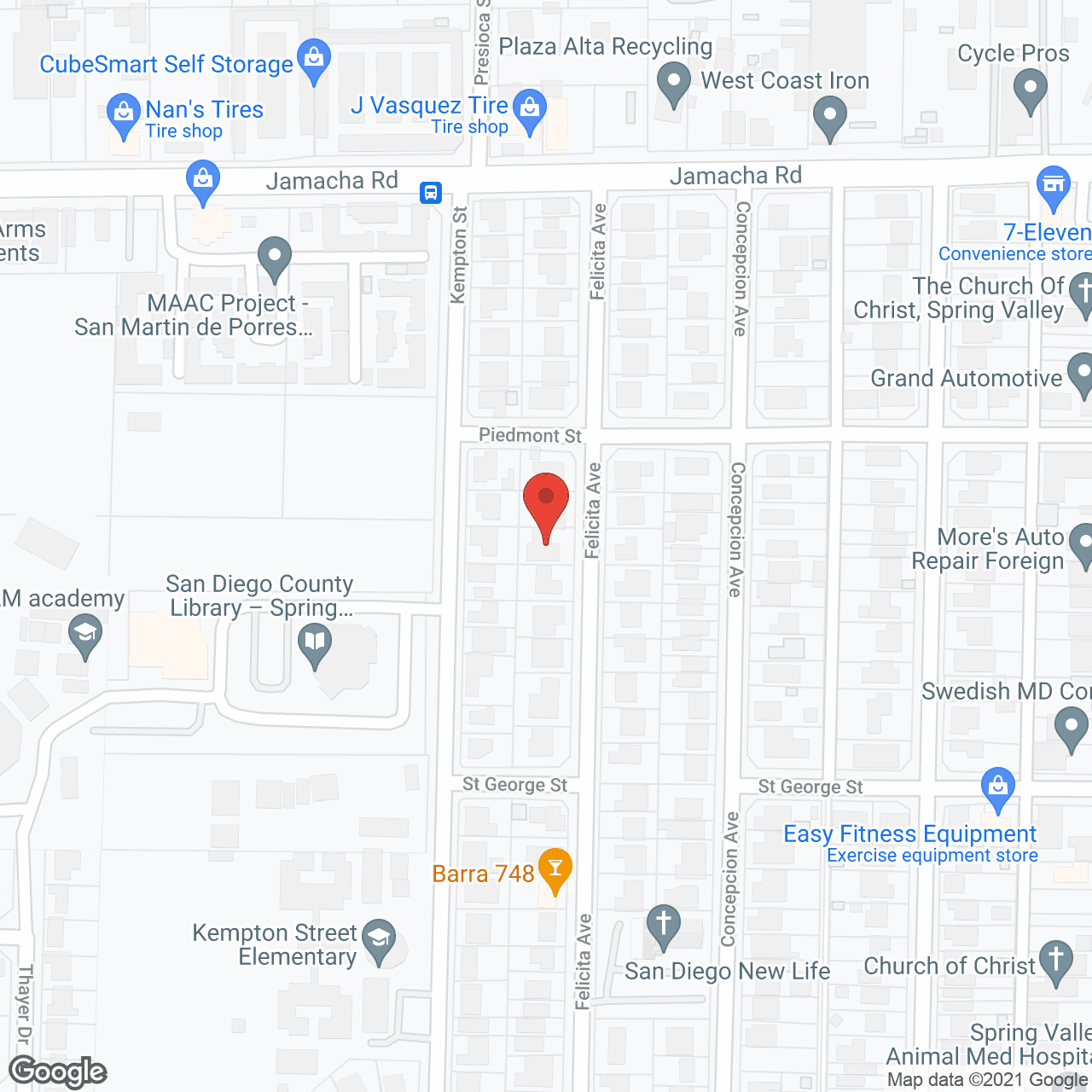 Map of the neighborhood around Casa Primavera