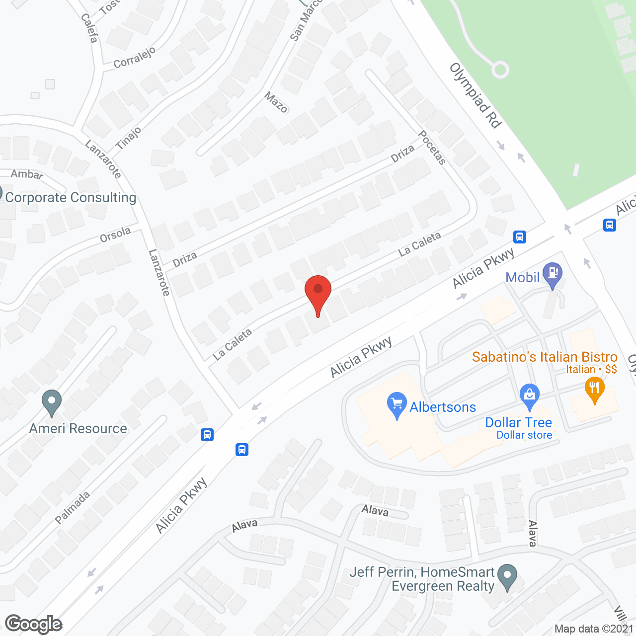 Map of the neighborhood around Aurora Palms