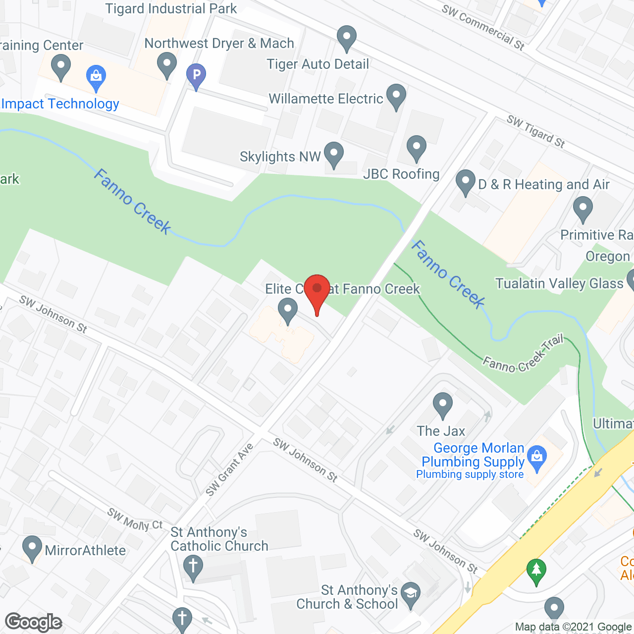 Map of the neighborhood around Fanno Creek by Elite Care