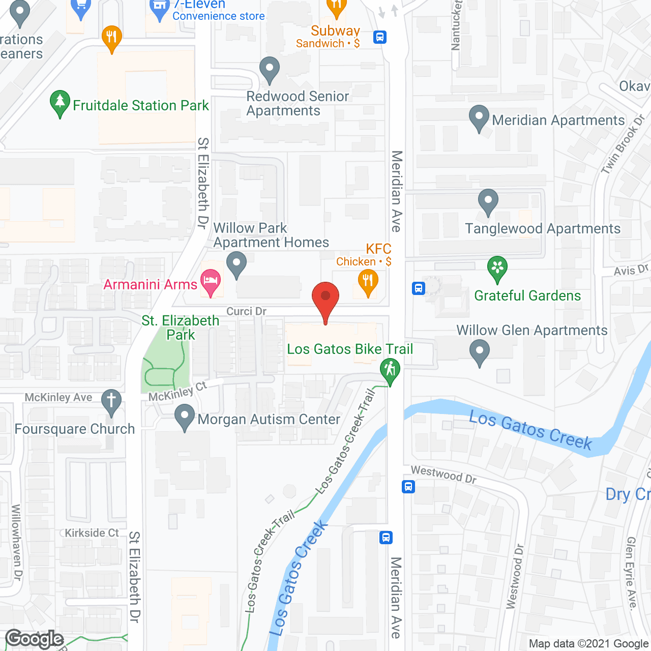 Map of the neighborhood around Merrill Gardens at Willow Glen
