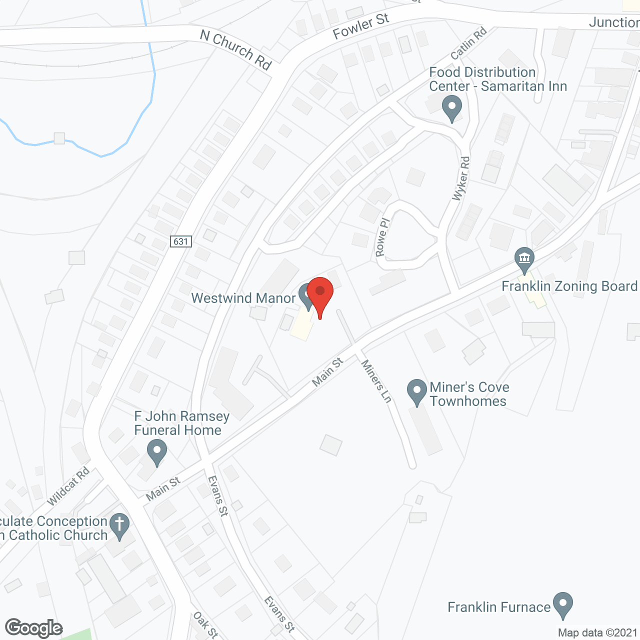 Map of the neighborhood around Westwind Manor
