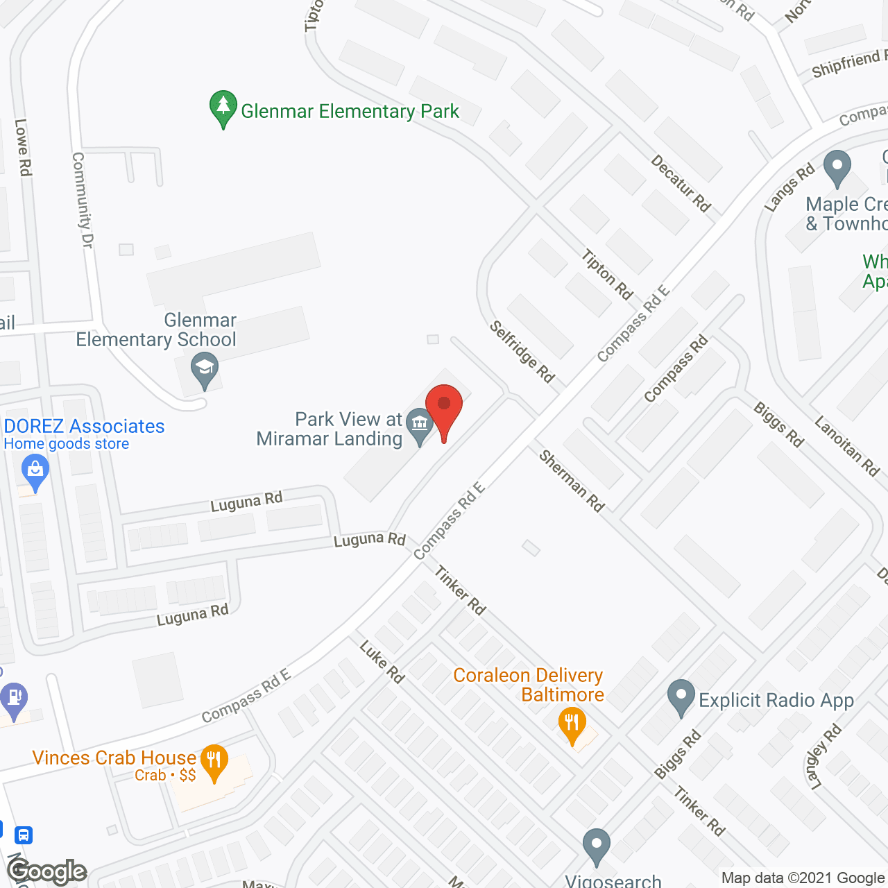 Map of the neighborhood around Park View at Miramar Landing