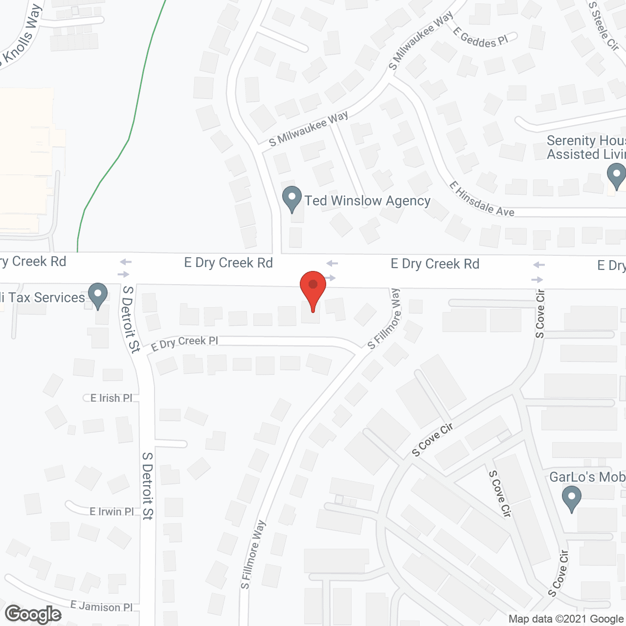 Map of the neighborhood around Serenity House Assisted Living Centennial
