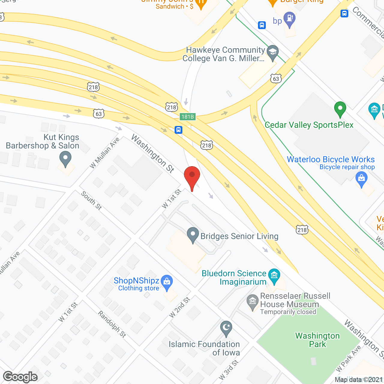 Map of the neighborhood around Bridges