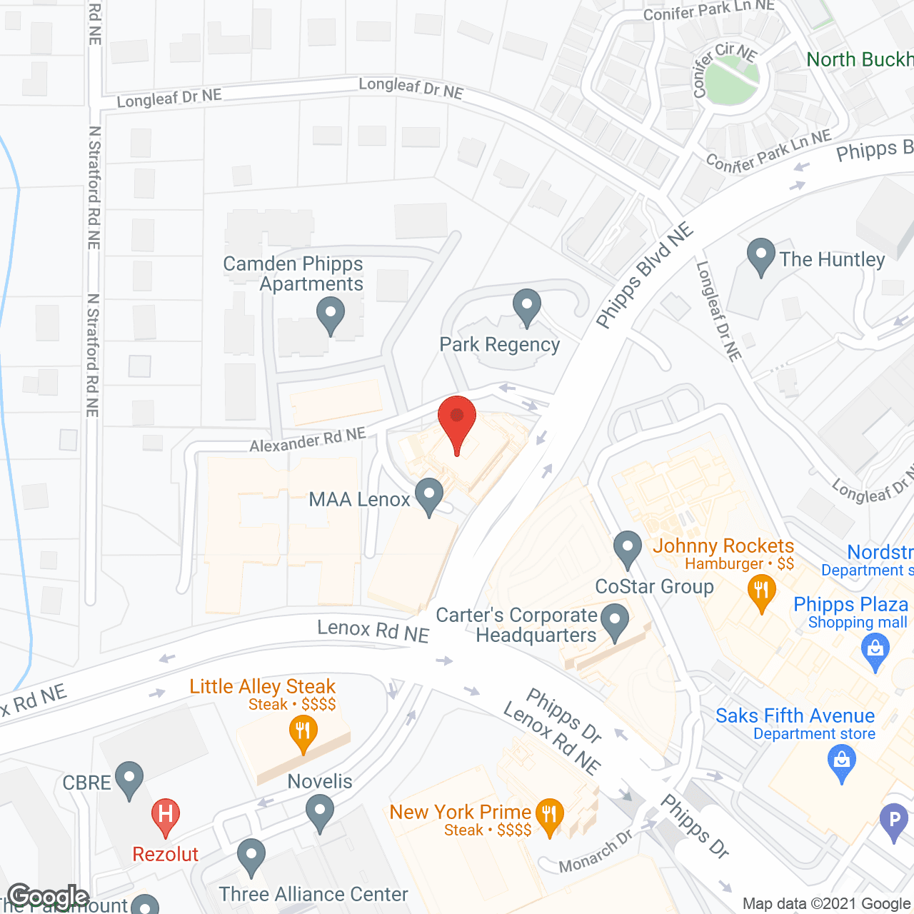 Map of the neighborhood around The Piedmont at Buckhead