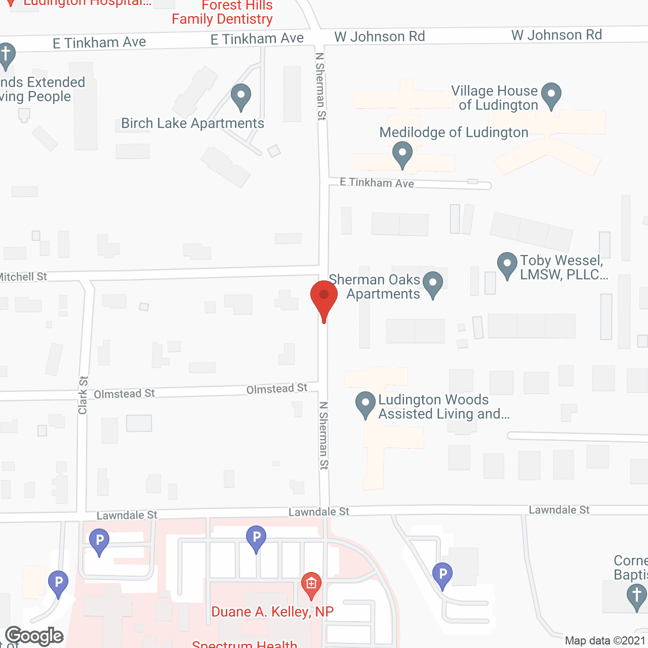 Map of the neighborhood around Ludington Woods Assisted Living and Memory Care