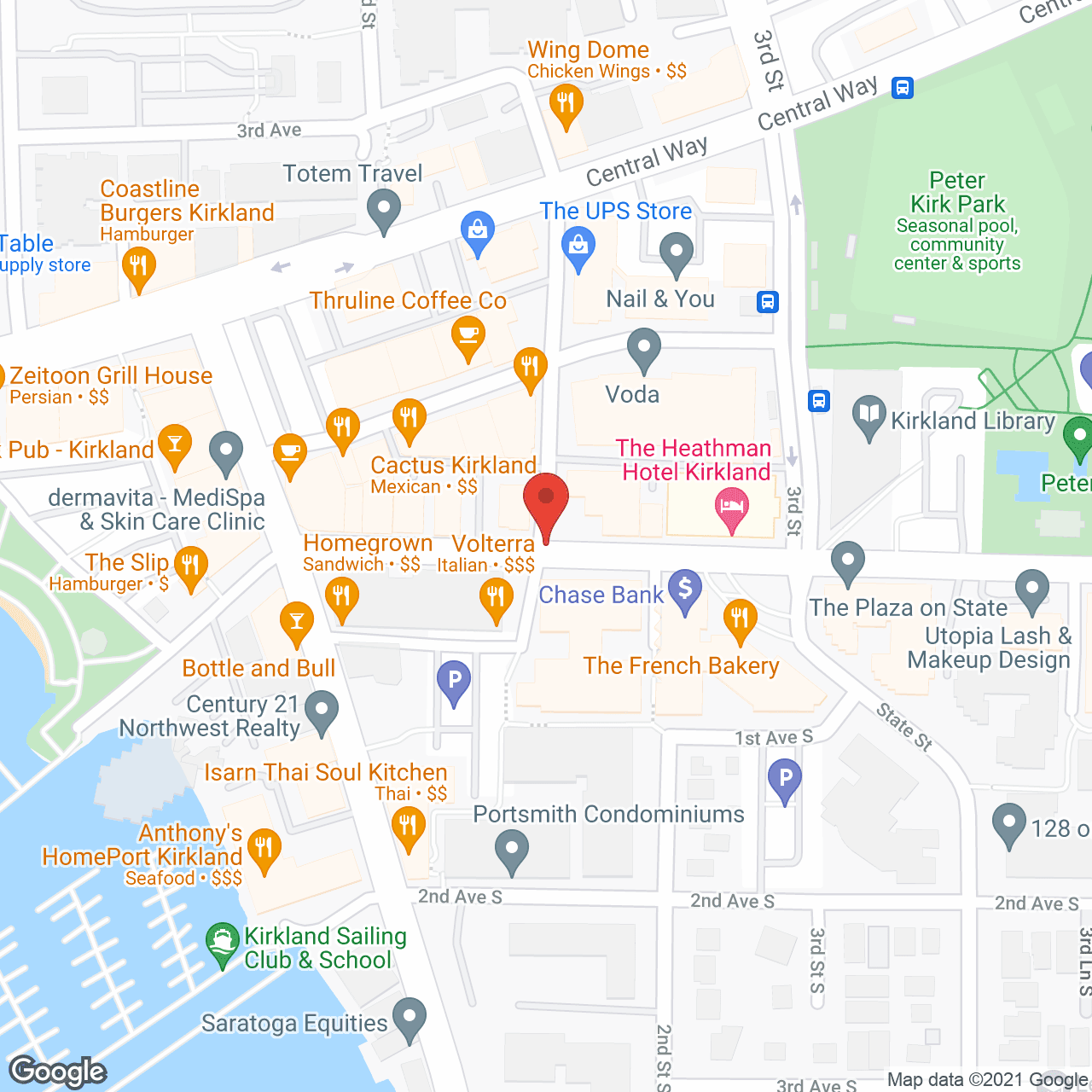 Map of the neighborhood around Merrill Gardens at Kirkland