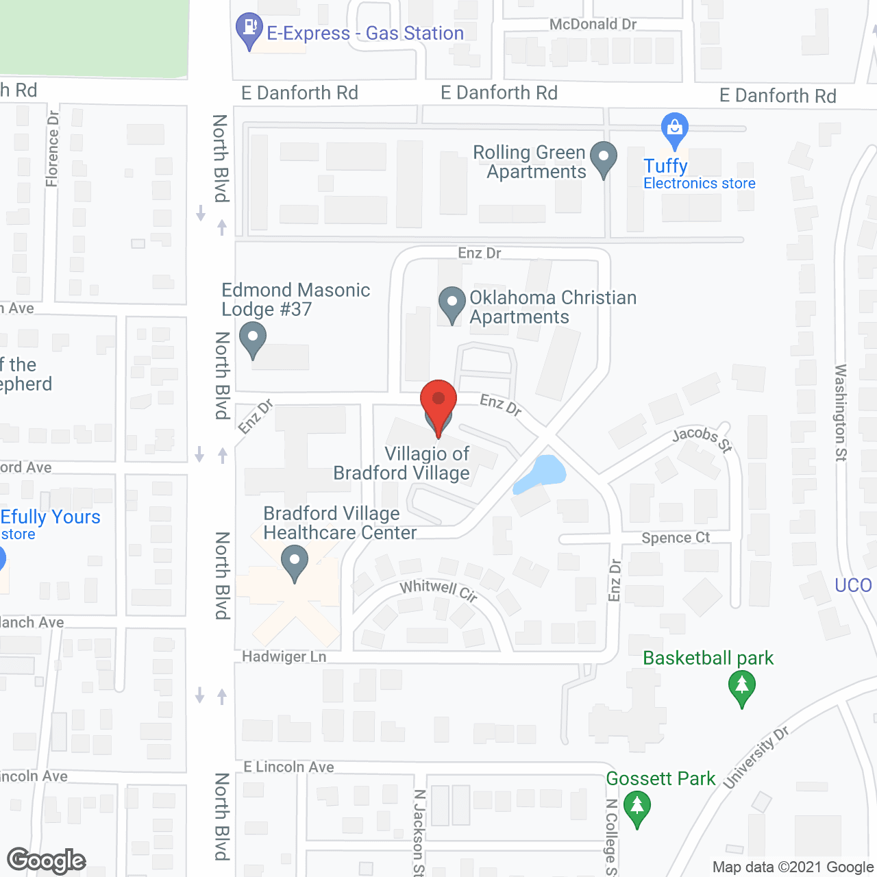 Map of the neighborhood around Villagio at Bradford Village