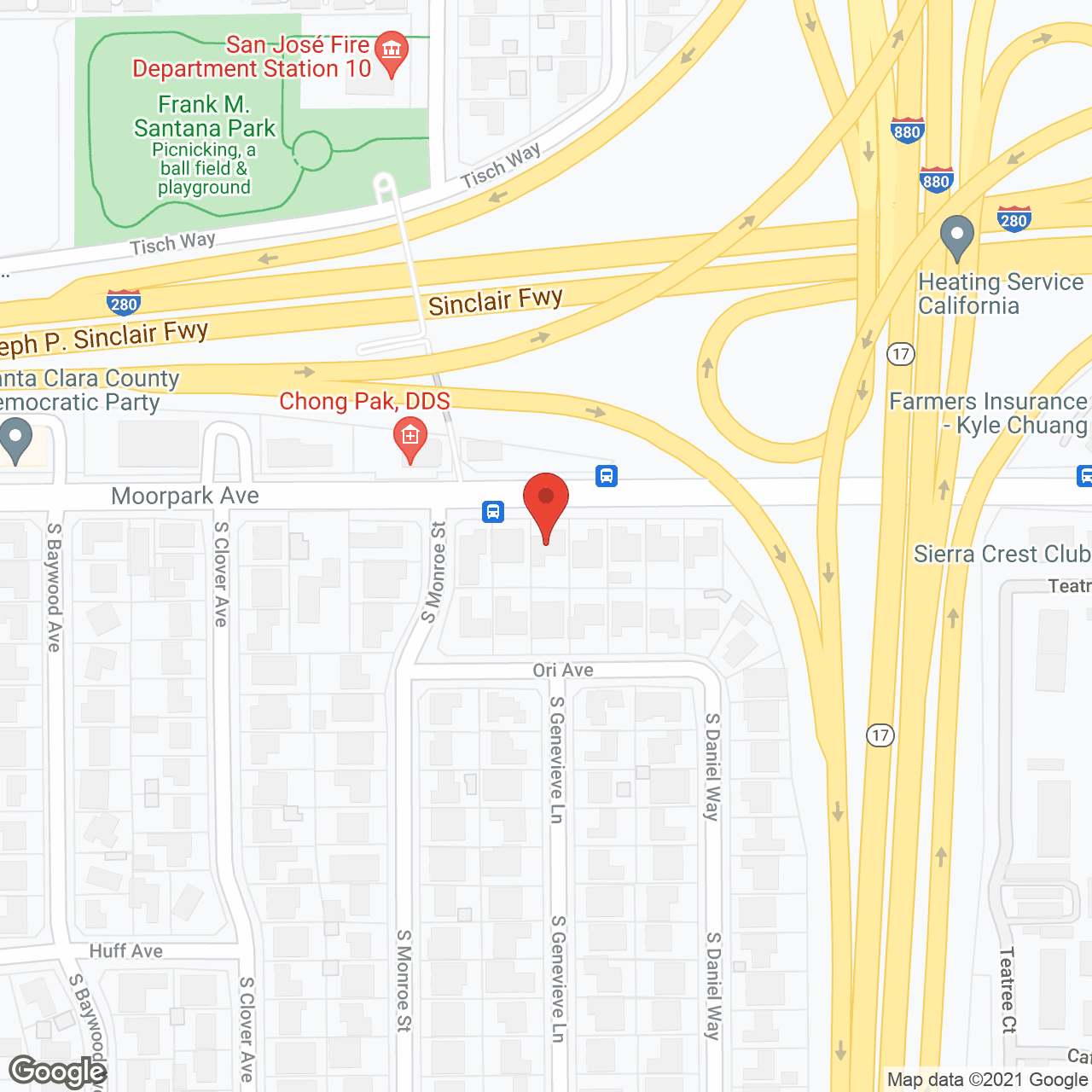 Map of the neighborhood around Kimberly's Elder Kare
