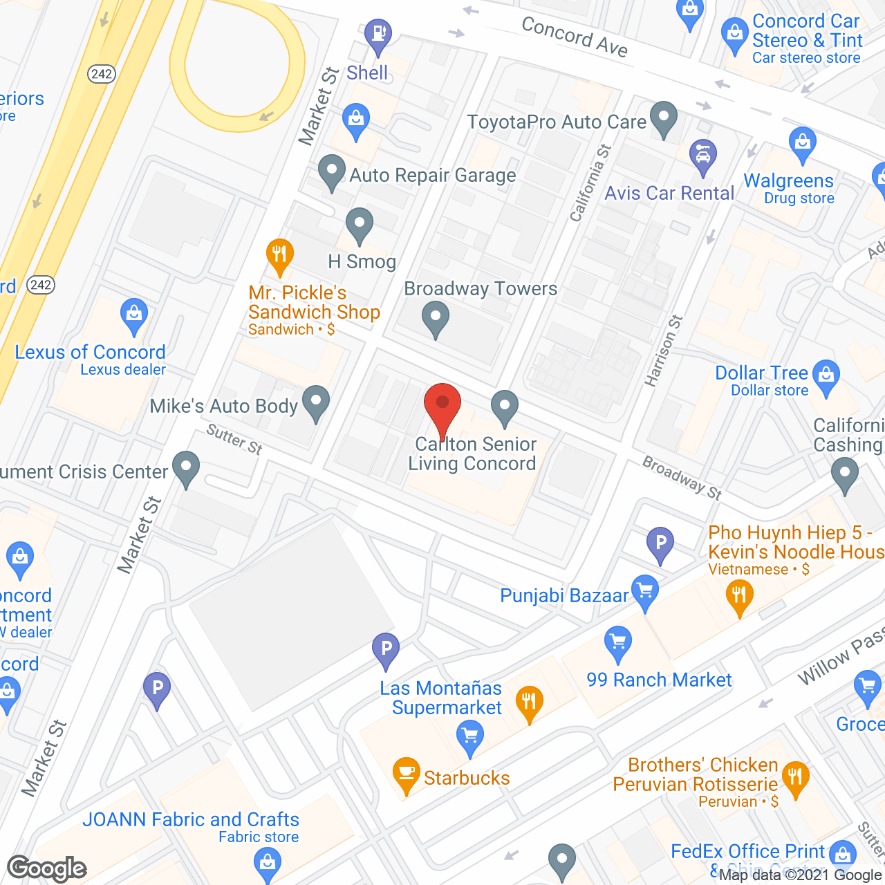 Map of the neighborhood around Carlton Senior Living Concord