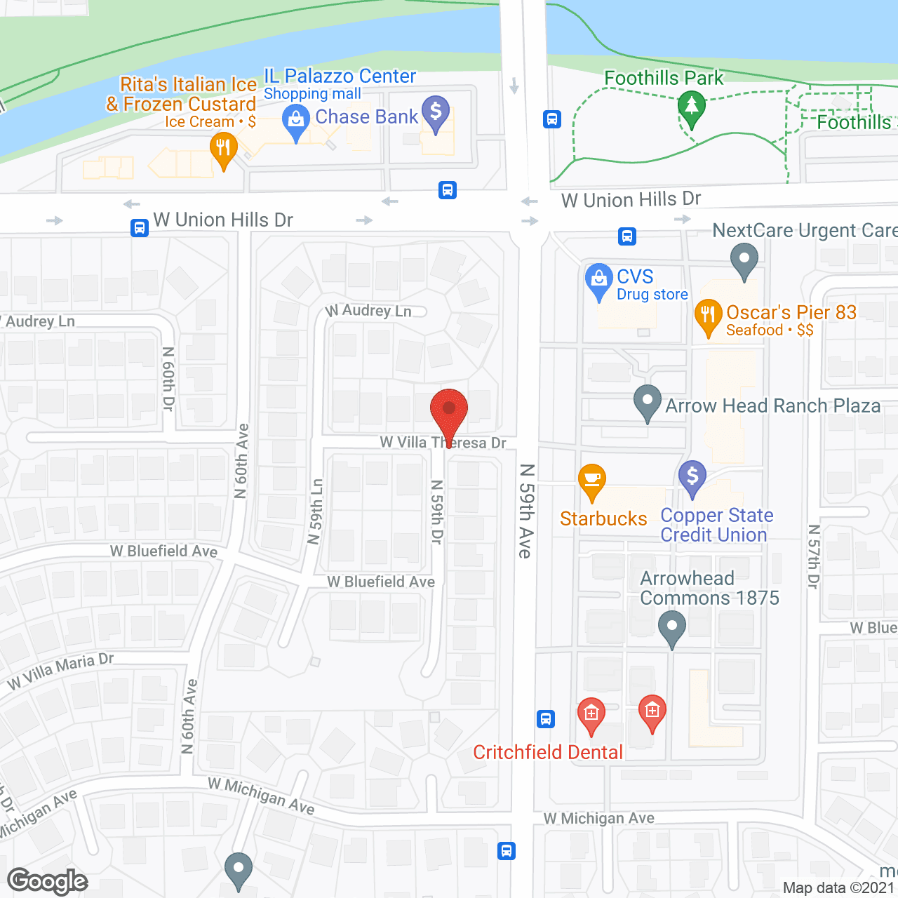 Map of the neighborhood around Golden Years Assisted Living