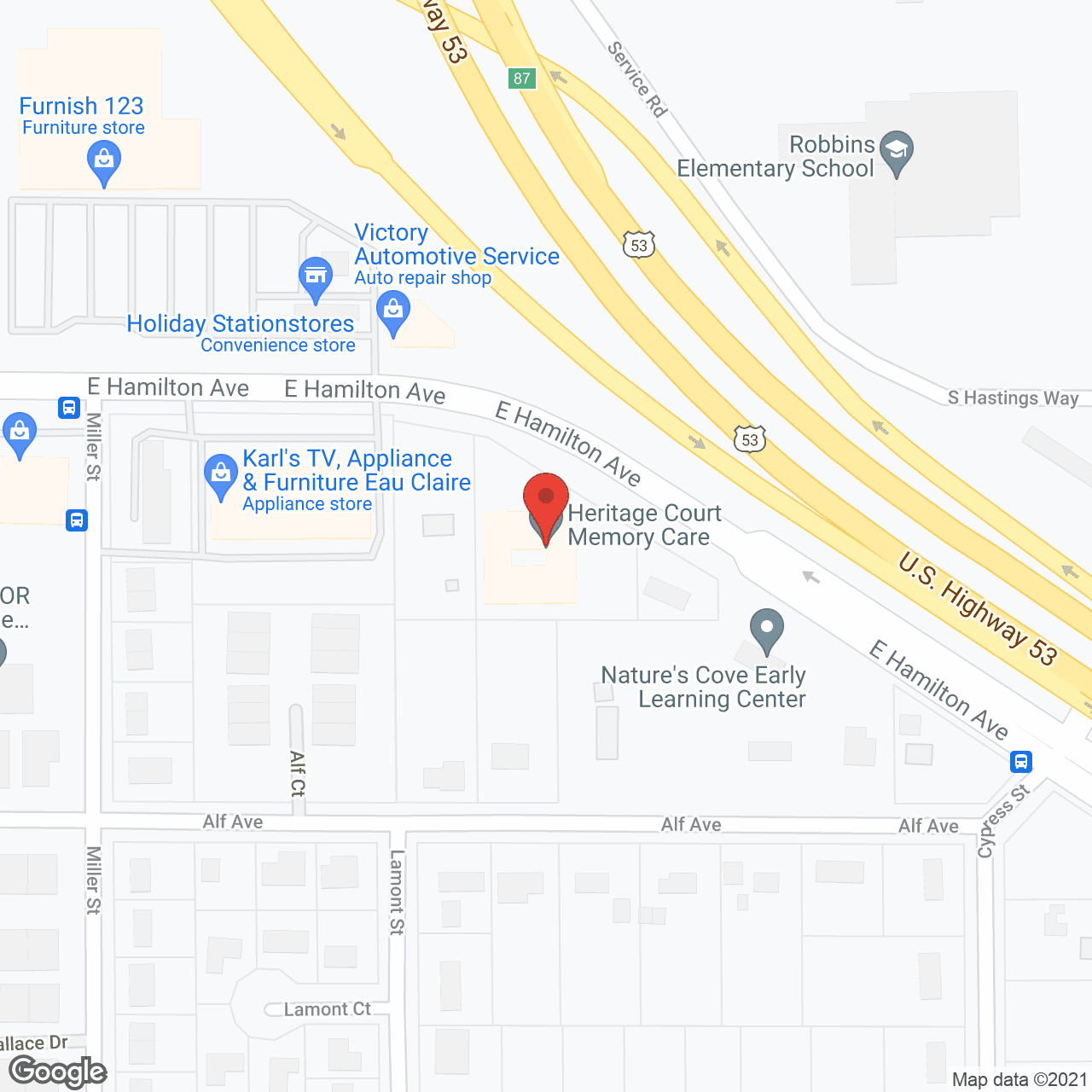 Map of the neighborhood around Heritage Court - Eau Claire