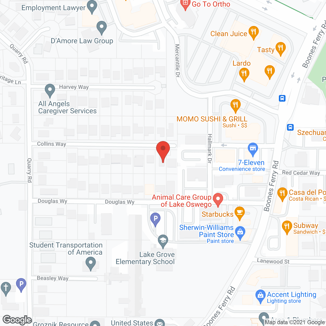 Map of the neighborhood around Lucky's Home