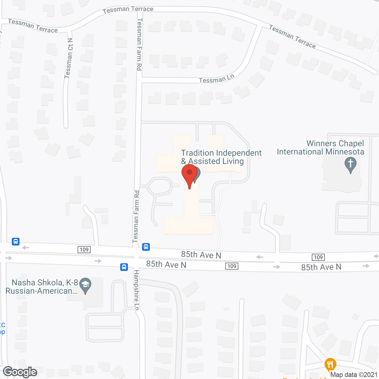 Map of the neighborhood around Tradition Living