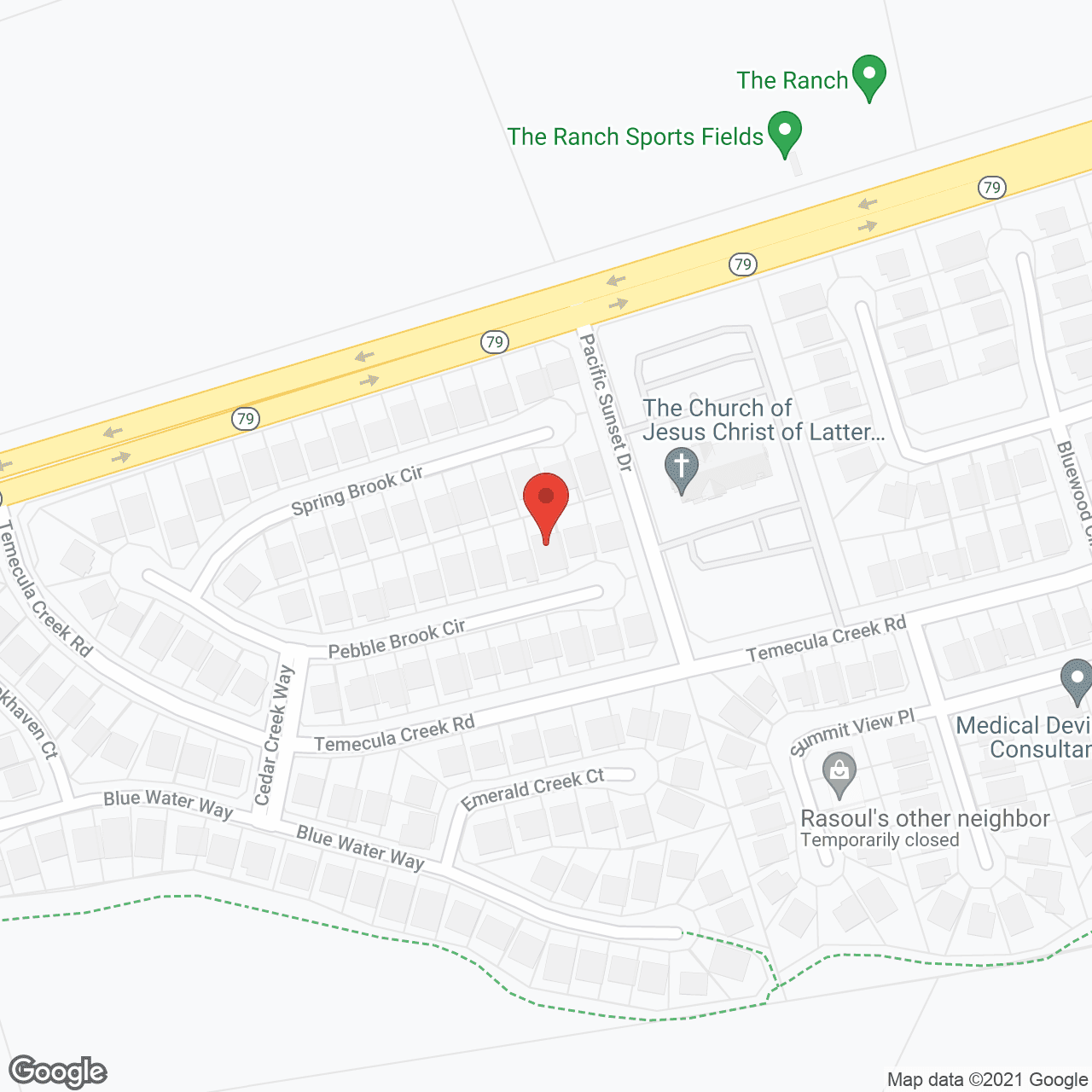 Map of the neighborhood around Pebble Brook Senior Home Care