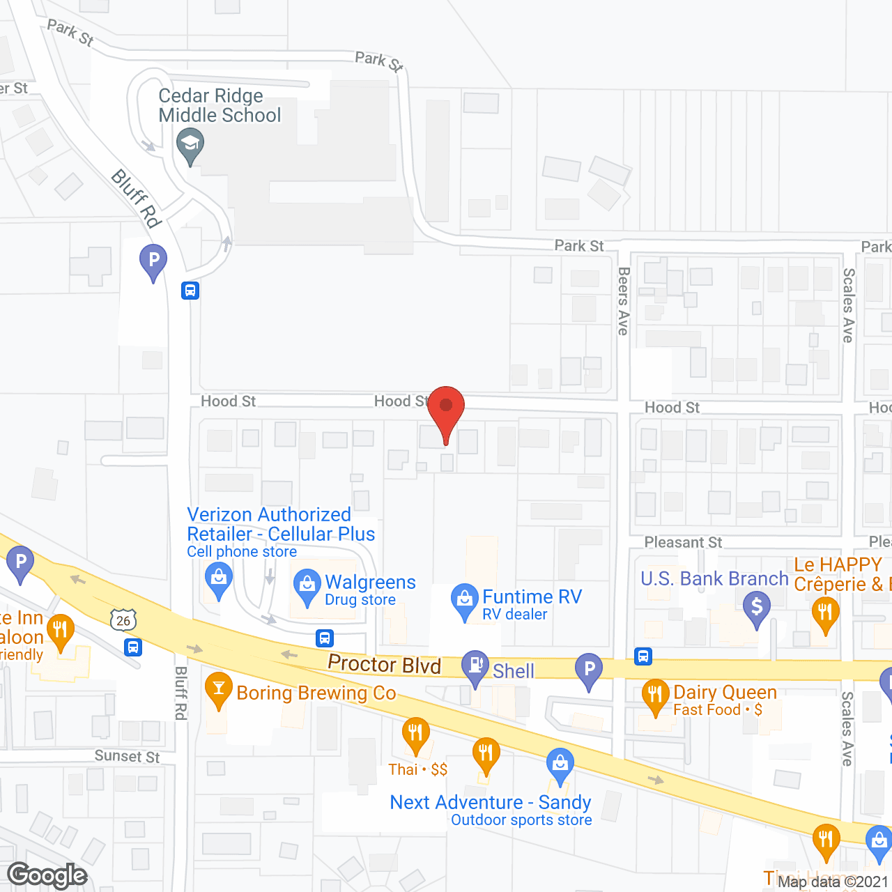 Map of the neighborhood around Lilac's House